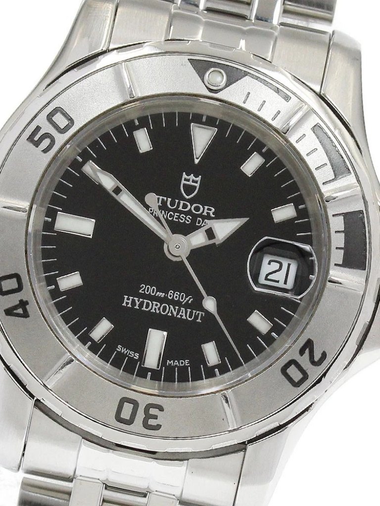 Tudor Princess Date Hydro Note 99090p Black Dial Automatic Ladies Watch